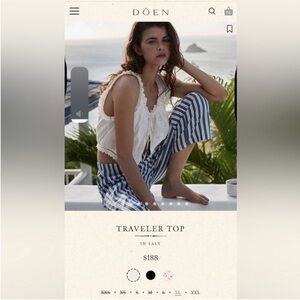 DÔEN Cream Lace-Trimmed Top Traveler top